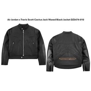 Air Jordan x Travis‎ Scott Cactus Jack Waxed Black Jacket DZ5474-010 Men's L NEW